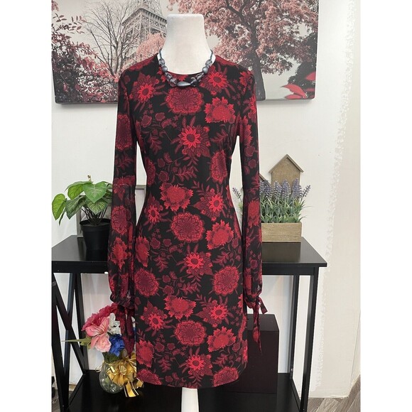 Tommy Hilfiger Women’s Shift Dress Size 2 Floral Long Sleeve Zipper Back - Picture 3 of 12